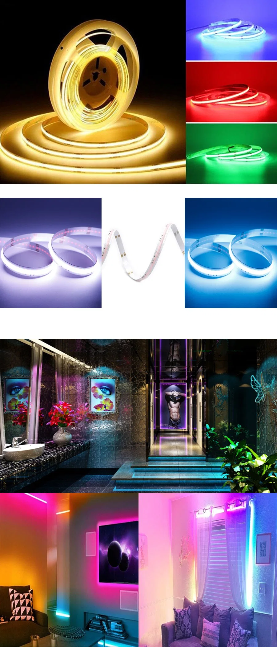 Without Light Spot IP20 High Density Csp RGB LED Flexible Strip Light