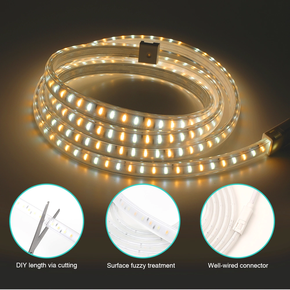 Aluminum PVC High Brightness High Voltage Warm White Cold White SMD2835 220V LED Strip Light